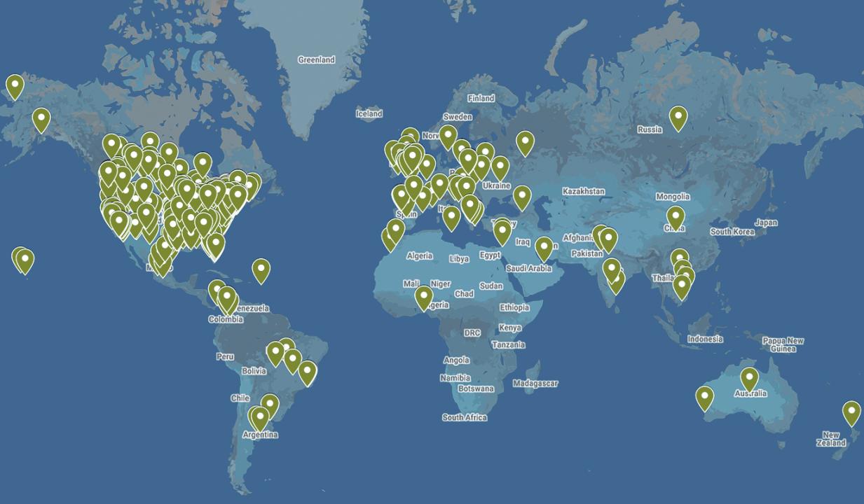 Map Depicting Distance Learning Reach Around the World The Elephant Sanctuary in Tennessee Distance Learning Map